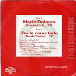 [Pochette de Maria Dolores (TIMOTHY) - verso]