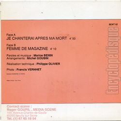 [Pochette de Je chanterai aprs ma mort (Morice BNIN) - verso]