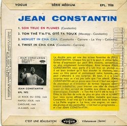 [Pochette de Son truc en plumes (Jean CONSTANTIN) - verso]