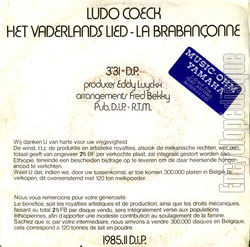 [Pochette de La Brabanonne (Ludo COECK) - verso]