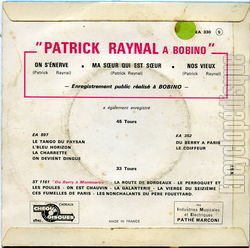 [Pochette de On s’nerve (Patrick RAYNAL) - verso]