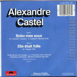 [Pochette de Bobo mes sous (Alexandre CASTEL) - verso]