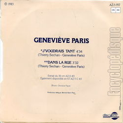 [Pochette de J’voudrais tant (Genevive PARIS) - verso]