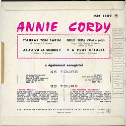 [Pochette de T’auras ton sapin (Annie CORDY) - verso]