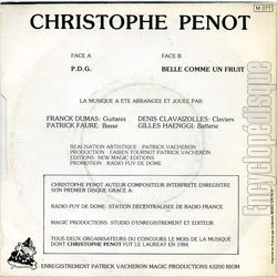 [Pochette de P.D.G. (Christophe PENOT) - verso]