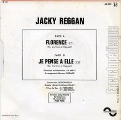 [Pochette de Florence (Jacky REGGAN) - verso]