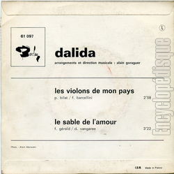 [Pochette de Les violons de mon pays (DALIDA) - verso]