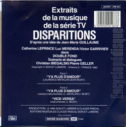 [Pochette de Disparitions (T.V. (Tlvision)) - verso]