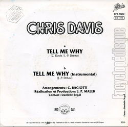 [Pochette de Tell me why (Chris DAVIS) - verso]