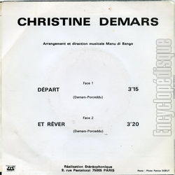 [Pochette de Dpart (Christine DEMARS) - verso]