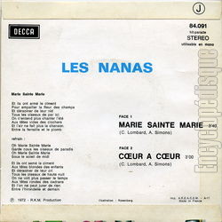 [Pochette de Marie, sainte Marie (Les NANAS) - verso]