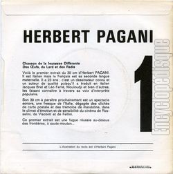 [Pochette de 1 -Chanson de la jeunesse diffrente (Herbert PAGANI) - verso]