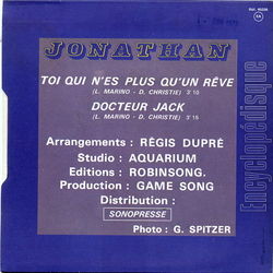 [Pochette de Toi qui n’est plus qu’un rve (JONATHAN (5)) - verso]