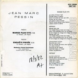 [Pochette de Mange plus vite (Jean-Marc PESSIN) - verso]