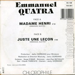 [Pochette de Madame Henri (Emmanuel QUATRA) - verso]