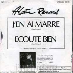 [Pochette de J’en ai marre / coute bien (Alain RENARD) - verso]