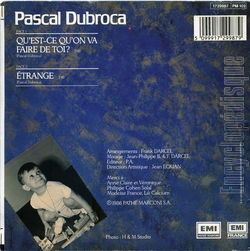 [Pochette de Qu’est-ce qu’on va faire de toi (Pascal DUBROCA) - verso]