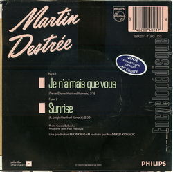 [Pochette de Je n’aimais que vous (Martin DESTRE) - verso]