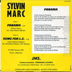 [Pochette de Panama (Sylvin MARC) - verso]