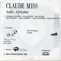 [Pochette de Aube africaine (Claude MISS) - verso]