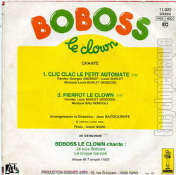 [Pochette de Clic clac le petit automate (BOBOSS LE CLOWN) - verso]