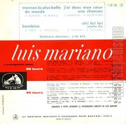 [Pochette de Maman la plus belle du monde (Luis MARIANO) - verso]