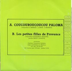 [Pochette de Coucouroucoucou paloma (Adolphe DUQUENOY) - verso]