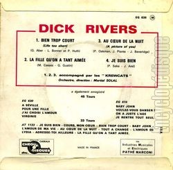 [Pochette de Bien trop court (Dick RIVERS) - verso]