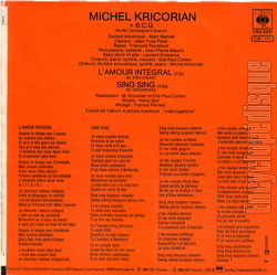 [Pochette de Sing-Sing (Michel KRICORIAN) - verso]