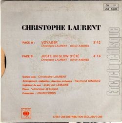 [Pochette de Voyager (Christophe LAURENT) - verso]