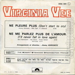 [Pochette de Ne pleure plus (Virginia VEE) - verso]