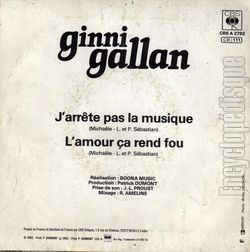 [Pochette de J’arrte pas la musique (Ginni GALLAN) - verso]