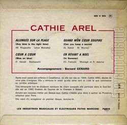 [Pochette de Allongs sur la plage (Cathie AREL) - verso]