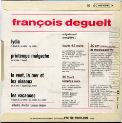 [Pochette de Le vent, la mer et les oiseaux (Franois DEGUELT) - verso]