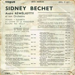 [Pochette de Nuages (Sidney BECHET) - verso]