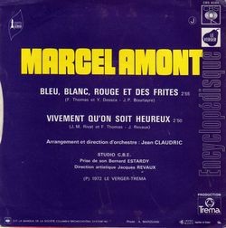 [Pochette de Bleu, blanc, rouge et des frites (Marcel AMONT) - verso]