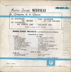 [Pochette de Le monsieur du mtro (Marie-Jose NEUVILLE) - verso]