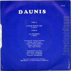 [Pochette de J’avais 30 ans (DAUNIS) - verso]