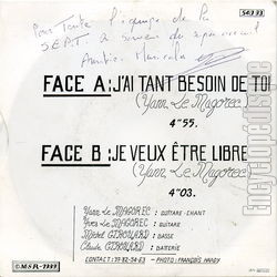 [Pochette de J’ai tant besoin de toi (LE MAGOREC) - verso]