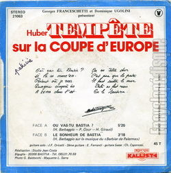 [Pochette de Huber Tempte sur la coupe d’Europe (Huber TEMPTE) - verso]