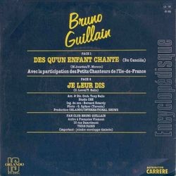 [Pochette de Ds qu’un enfant chante (Bruno GUILLAIN) - verso]