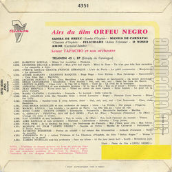 [Pochette de Airs du film "Orfeu Negro" (Seor TAPACHO) - verso]