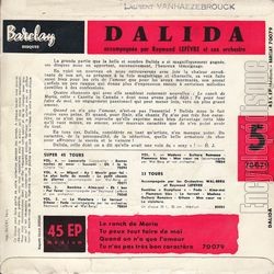 [Pochette de Le ranch de Maria - N5 (DALIDA) - verso]