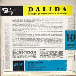 [Pochette de Timide srnade - N10 (DALIDA) - verso]