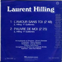 [Pochette de L’amour sans toi (Laurent HILLING) - verso]