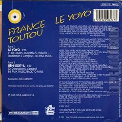 [Pochette de Le yoyo (France TOUTOU) - verso]