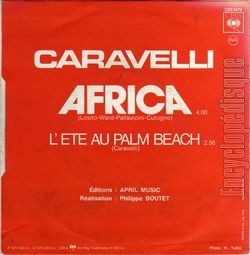 [Pochette de Africa (CARAVELLI) - verso]