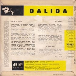 [Pochette de Canta in italiano (DALIDA) - verso]