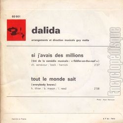 [Pochette de Si j’avais des millions (DALIDA) - verso]