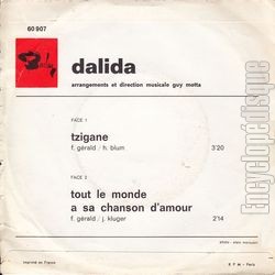 [Pochette de Tzigane (DALIDA) - verso]